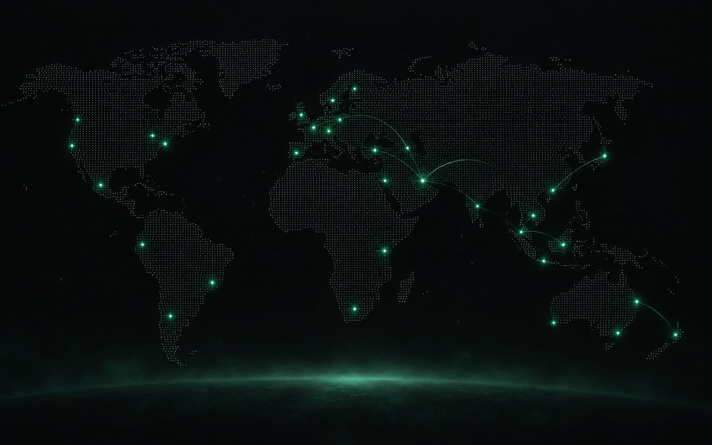 Dark world map with glowing points marking Snooker King venues across Southeast Asia, the Middle East, Europe and Oceania